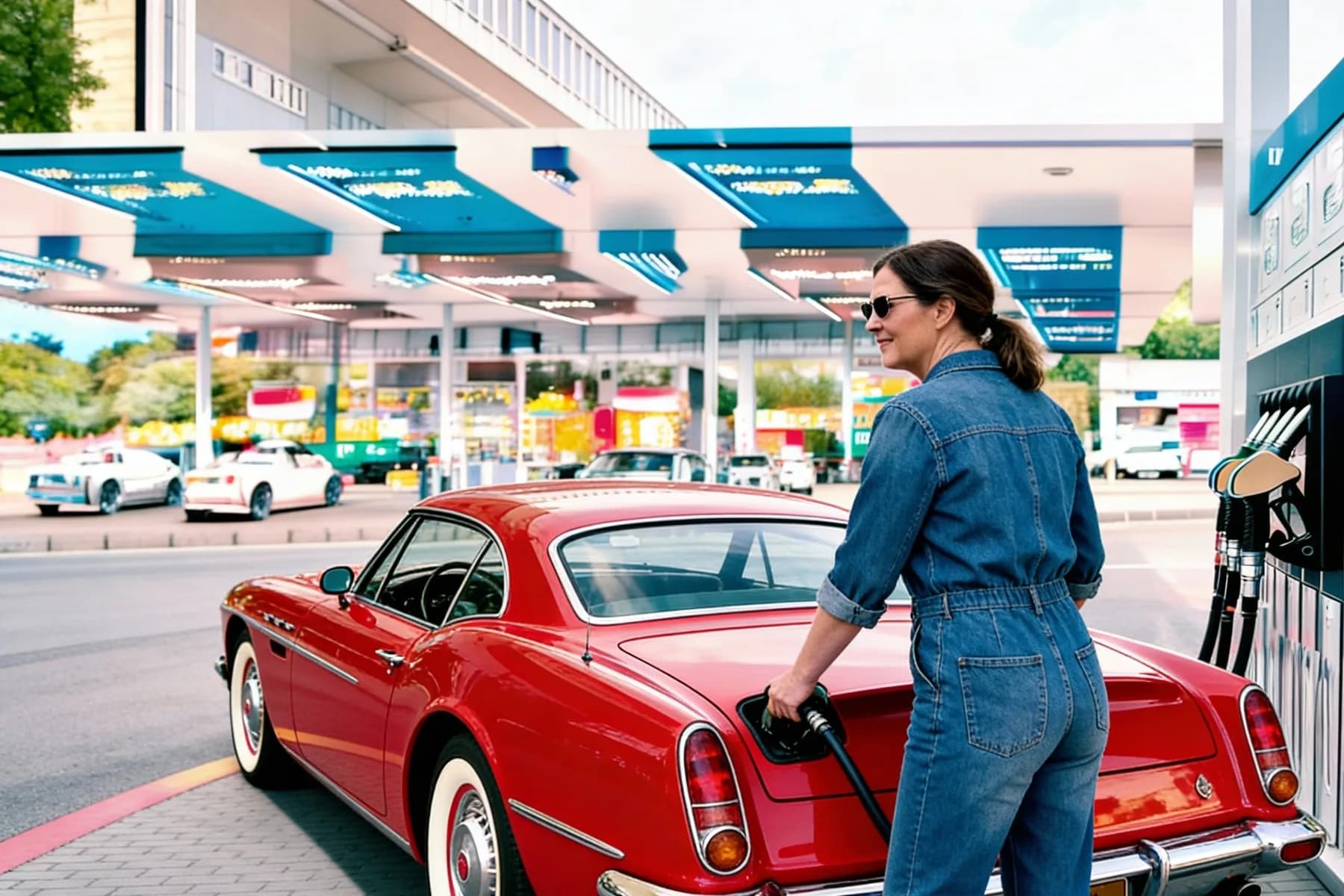 Refueling Vintage Car